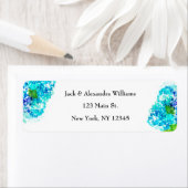 Waterverf Hydrangea Blue Floral retouradres Etiket (Insitu)