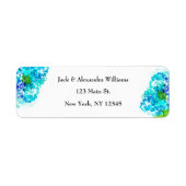 Waterverf Hydrangea Blue Floral retouradres Etiket (Voorkant)