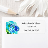 Waterverf Hydrangea Blue Floral retouradres Etiket (Insitu)