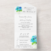 Waterverf Hydrangea Blue Floral Wedding All In One Uitnodiging (Binnen)