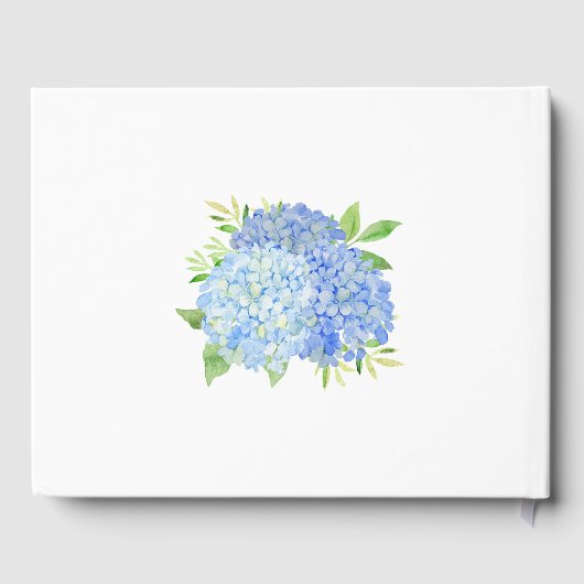 Waterverf Hydrangea Blue Floral Wedding Gastenboek (Achterkant)
