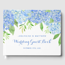 Waterverf Hydrangea Blue Floral Wedding Gastenboek