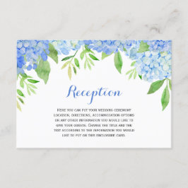 Waterverf Hydrangea Blue Floral Wedding Informatiekaartje