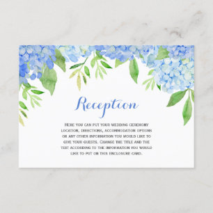 Waterverf Hydrangea Blue Floral Wedding Informatiekaartje