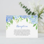 Waterverf Hydrangea Blue Floral Wedding Informatiekaartje (Staand voorkant)