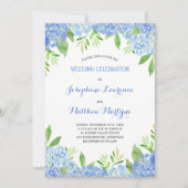 Waterverf Hydrangea Blue Floral Wedding Kaart (Voorkant)