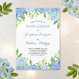 Waterverf Hydrangea Blue Floral Wedding Kaart