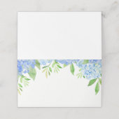Waterverf Hydrangea Blue Floral Wedding Plaatskaartje (Buitenkant ongevouwen)