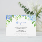 Waterverf Hydrangea Blue Floral Wedding Reception Informatiekaartje (Staand voorkant)