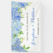 Waterverf Hydrangea Blue Floral Wedding Spandoek (Verticaal)