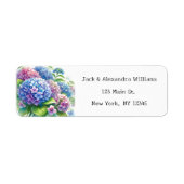 Waterverf Hydrangea Blue Flowers retouradres Etiket (Voorkant)