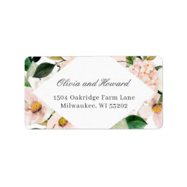Waterverf Hydrangea Blush Roze Bloemig Elegant Etiket