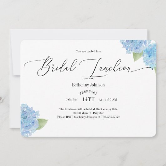 Waterverf Hydrangea Bridal Luncheon Uitnodiging (Voorkant)