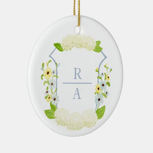 Waterverf Hydrangea Crest Bottle Sticker Keramisch Ornament (Rechts)