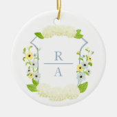 Waterverf Hydrangea Crest Bottle Sticker Keramisch Ornament (Voorkant)