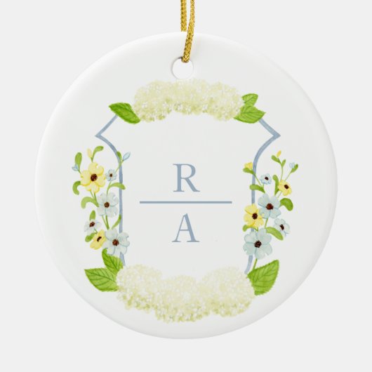 Waterverf Hydrangea Crest Bottle Sticker Keramisch Ornament (Voorkant)