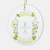 Waterverf Hydrangea Crest Bottle Sticker Keramisch Ornament (Links)