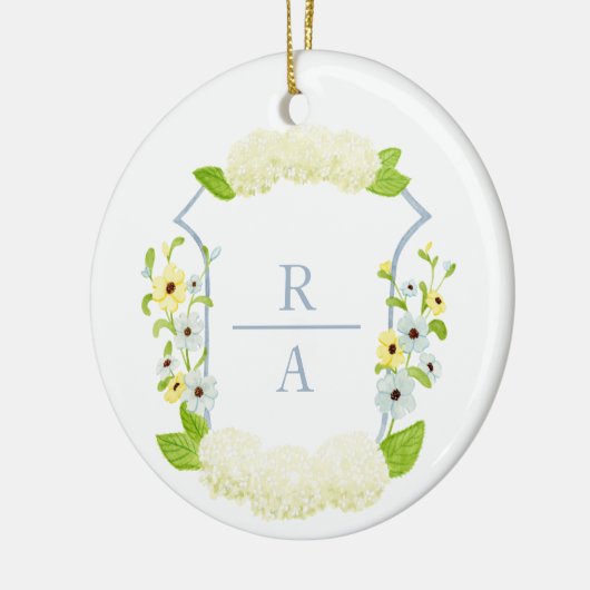 Waterverf Hydrangea Crest Bottle Sticker Keramisch Ornament (Links)