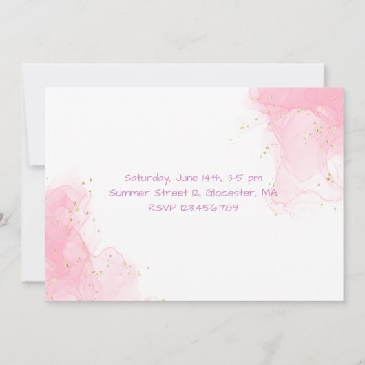 Waterverf hydrangea eerste uitnodiging (Achterkant)