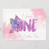 Waterverf hydrangea eerste uitnodiging (Voorkant / Achterkant)