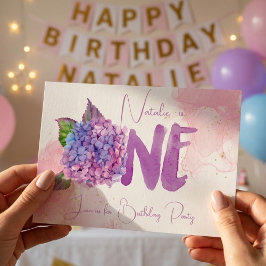 Waterverf hydrangea eerste uitnodiging