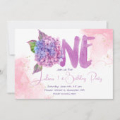 Waterverf hydrangea eerste verjaardag kaart (Voorkant)