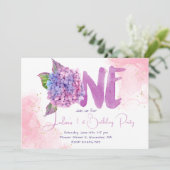 Waterverf hydrangea eerste verjaardag kaart (Staand voorkant)