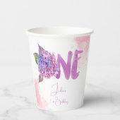 Waterverf hydrangea eerste verjaardag papieren bekers (Voorkant)