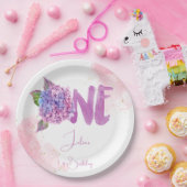 Waterverf hydrangea eerste verjaardag papieren bordje (Feest)