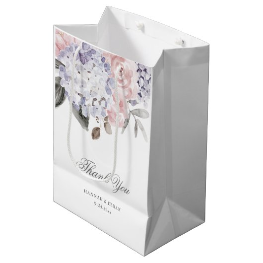  Waterverf Hydrangea en Rozen | Weddenschap Medium Cadeauzakje (Voorkant Gekanteld)