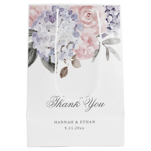 Waterverf Hydrangea en Rozen | Weddenschap Medium Cadeauzakje (Achterkant)