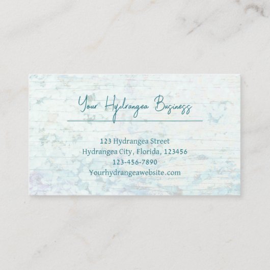 Waterverf Hydrangea Floral Blauwgroen Land Wood Visitekaartje (Achterkant)