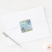 Waterverf Hydrangea Floral - Dank u Vierkante Sticker (Envelop)