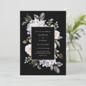 Waterverf Hydrangea Floral op zwart | Weddenschap Kaart (Staand voorkant)