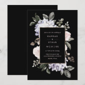 Waterverf Hydrangea Floral op zwart | Weddenschap Kaart (Voorkant / Achterkant)