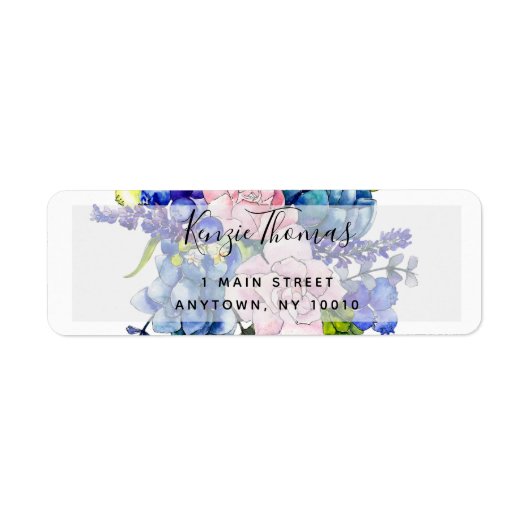 Waterverf Hydrangea Floral Return Address Label (Voorkant)