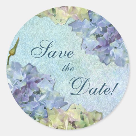 Waterverf Hydrangea Floral - Save the Date Ronde Sticker (Voorkant)