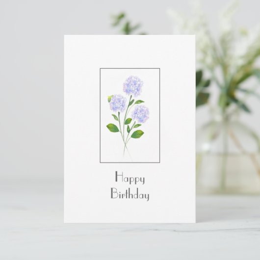 Waterverf Hydrangea Floral Stems Kaart (Staand voorkant)