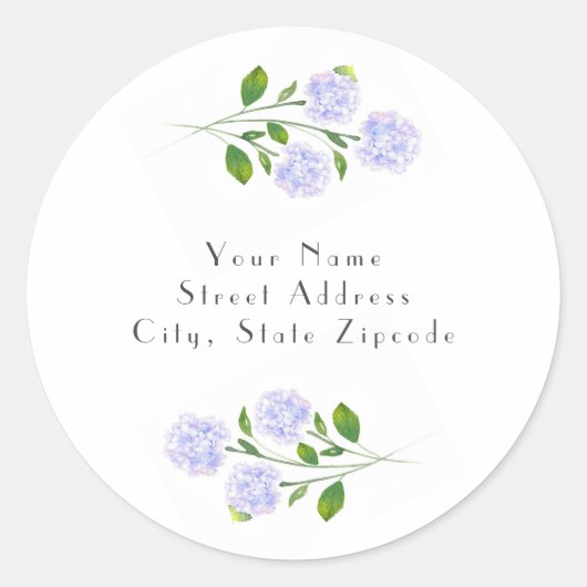 Waterverf Hydrangea Floral Stems labels (Voorkant)