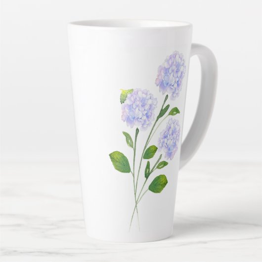 Waterverf Hydrangea Floral Stems Latte Mok (Rechterhoek)