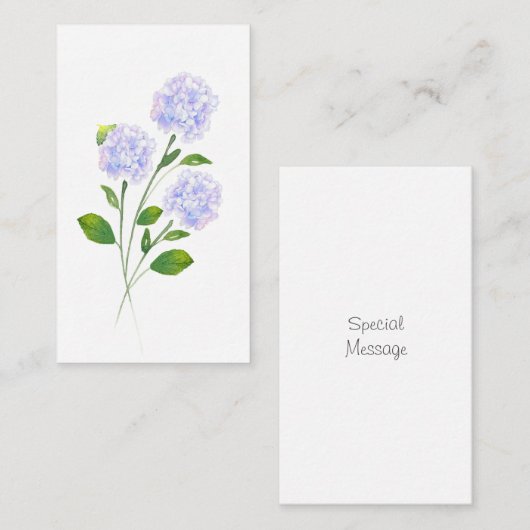 Waterverf Hydrangea Floral Stems Notitiekaartje (Voorkant / Achterkant)