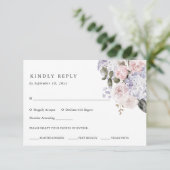 Waterverf Hydrangea Floral | Trouwmaaltijd keuze RSVP Kaartje (Staand voorkant)