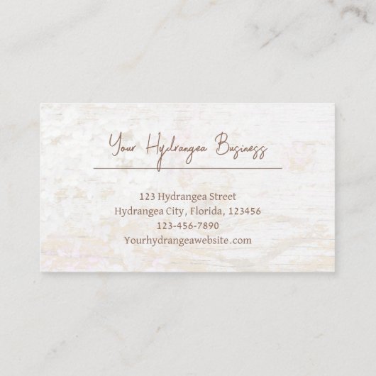Waterverf Hydrangea Floral White Gold Wood Graan Visitekaartje (Achterkant)