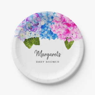  Waterverf Hydrangea Flowers   BABY SHOWER Papieren Bordje