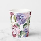 Waterverf Hydrangea Flowers Papieren Bekers (Voorkant)
