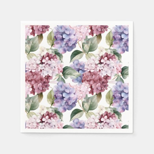 Waterverf Hydrangea Flowers Servet (Voorkant)