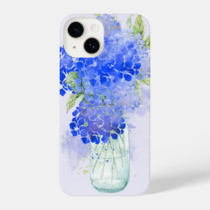 Waterverf Hydrangea Garden Flower Blue iPhone 14 Hoesje