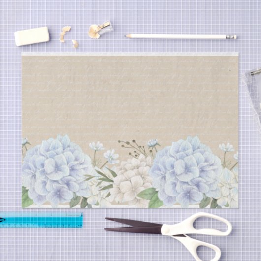 Waterverf Hydrangea Gedicht Kalligrafie Decoupage Tissuepapier (Craft)