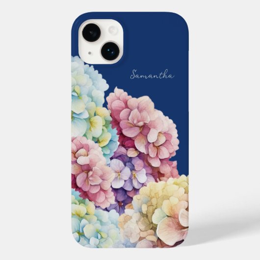 Waterverf Hydrangea gepersonaliseerd blauw Case-Mate iPhone Case (Achterkant)
