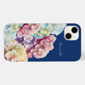 Waterverf Hydrangea gepersonaliseerd blauw Case-Mate iPhone Case (Achterkant (horizontaal))